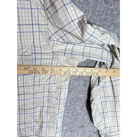 REI Long Sleeve Plaid Button Up Shirt Mens Size Large Stretch Vented Pockets - Picture 9 of 10